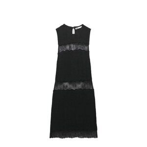 ZARA KNIT DRESS WITH CONTRAST EMBROIDERY BLACK SIZE S | 2488/009